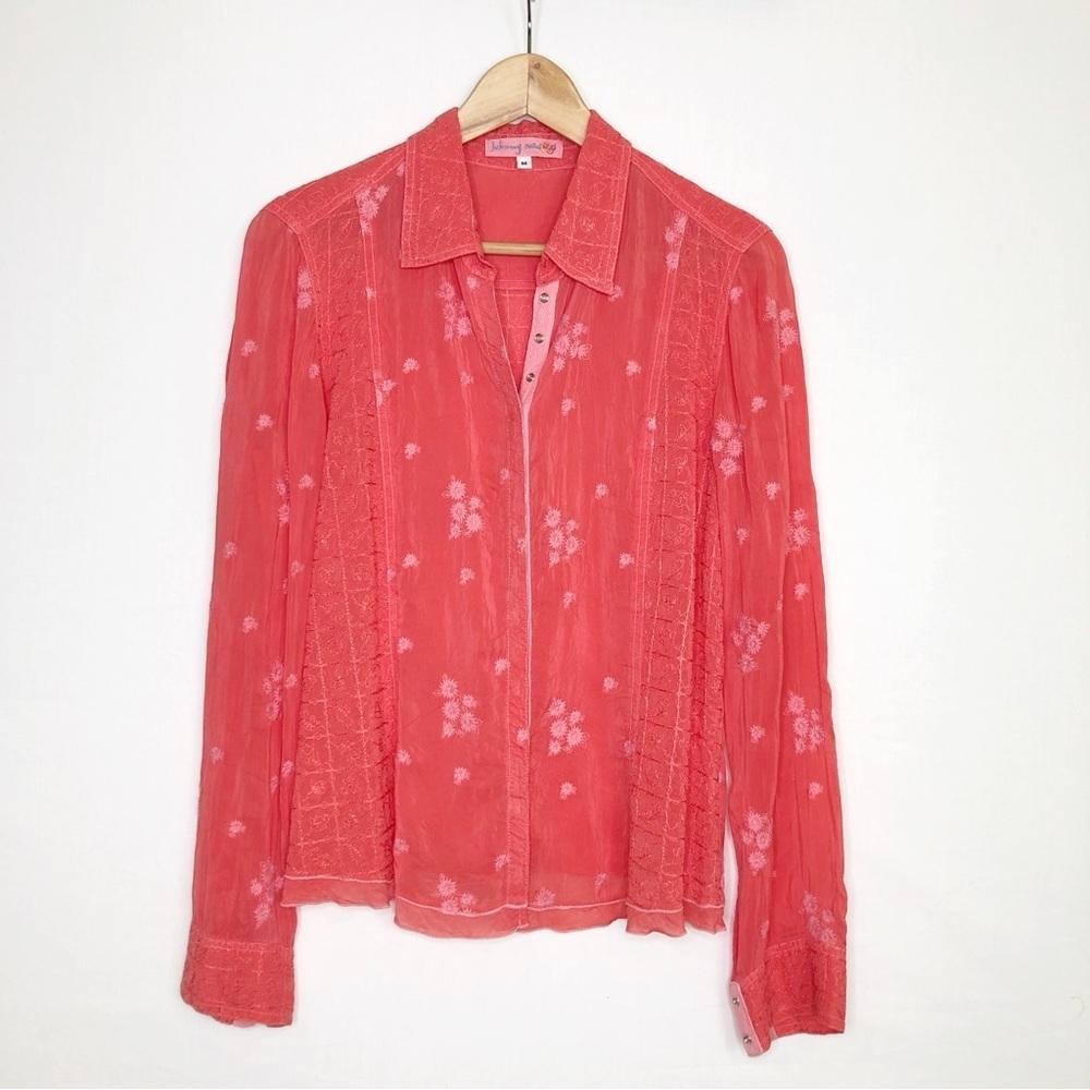 Johnny Was Women's Coral embroidered Blouse
